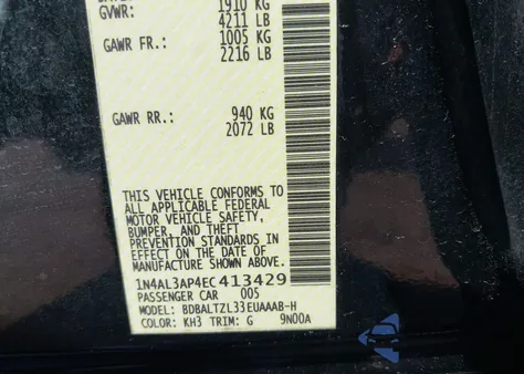 2014 Nissan Altima 2.5 Sv from USA, damaged, VIN 1N4AL3AP4EC413429